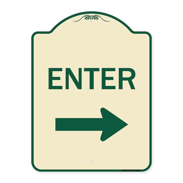 Parking Lot Enter Right Arrow Heavy-Gauge Aluminum Architectural Sign, 24" x 18", TG-1824-23426